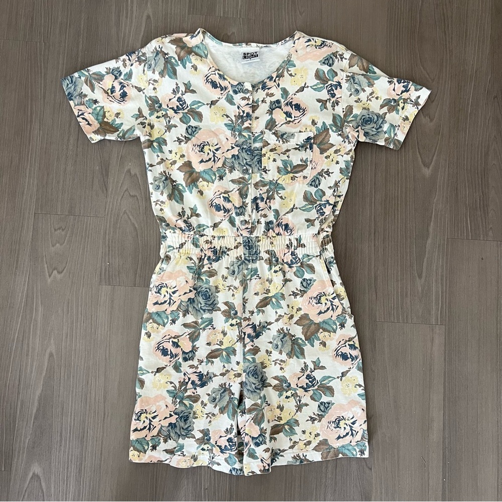 Vintage 80s Cotton Floral Romper Playsuit Spotlight Brand